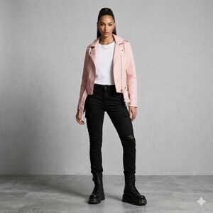 NWT Levi's Moto Belted Faux Leather Jacket Women S Light Pink